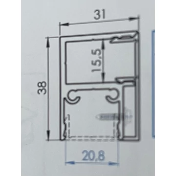 Rejtett csavarozású adapter, kapukhoz 100cm-es 38x31mm