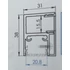 Rejtett csavarozású adapter, kapukhoz 100cm-es 38x31mm